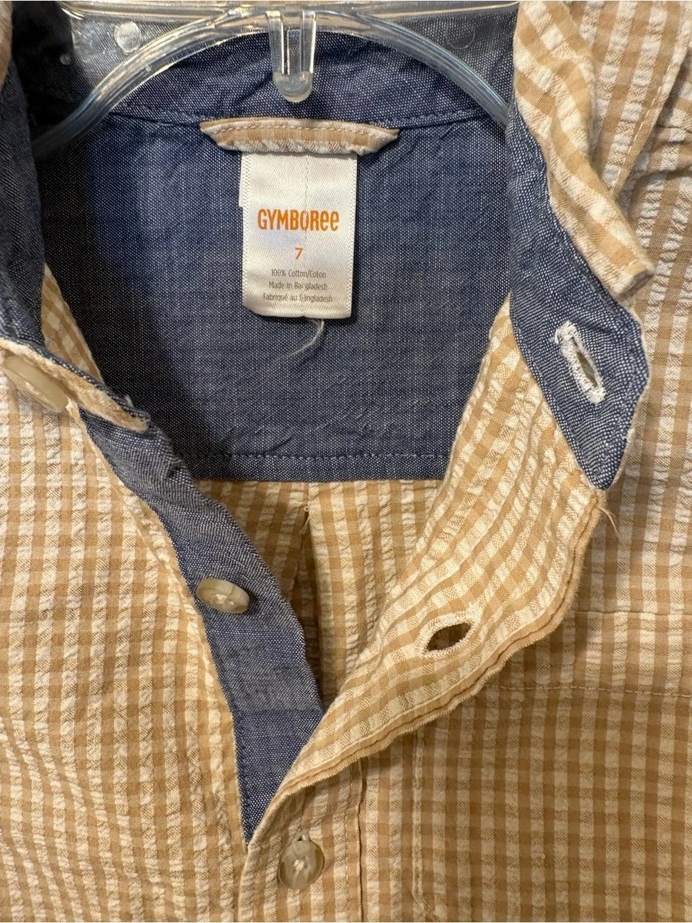 Gymboree Beige and White Check Button-Down Shirt